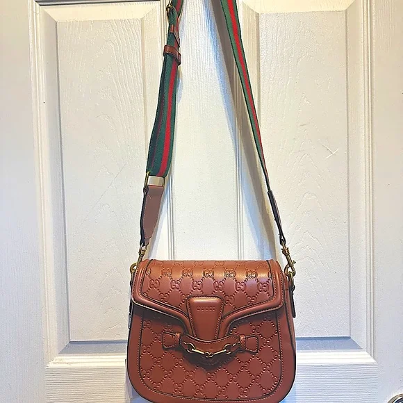 New!!! GG Tan Leather Crossbody Bag - Picture 4 of 17